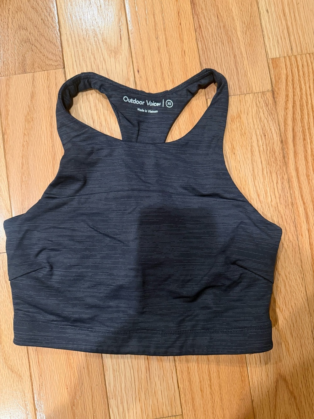 Outdoor Voices Charcoal High-Neck Racerback Sports Bra